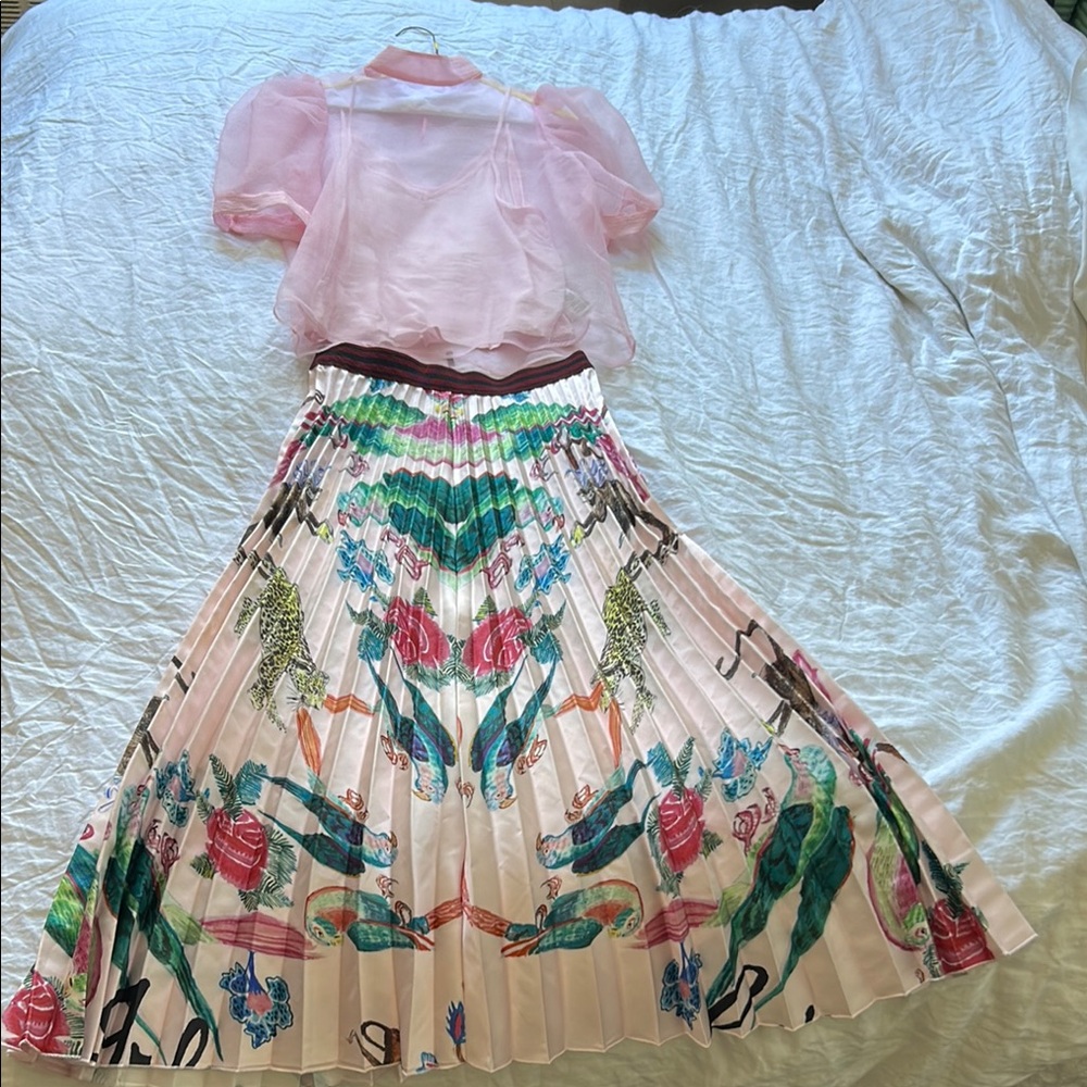 Floral Pleated Skirt - Pink